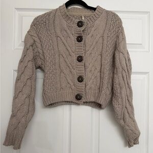 Free People Bonfire cable knit cardi | Size Small